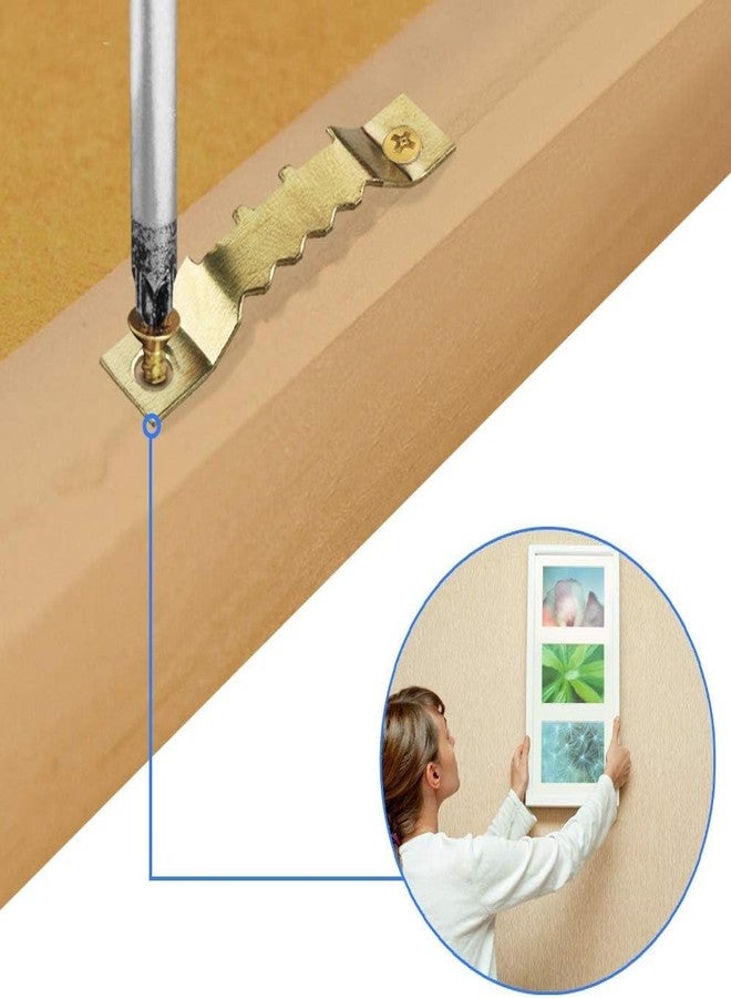SKOFRI 100 Pack Small Sawtooth Picture Hangers with Screws, Gold (100 Sets), for Hanging Clock Paintings Artwork Picture Frame Hook Photos - Image 2